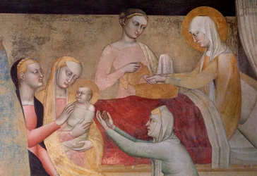 聖母の生涯：マリアの誕生、細部（フレスコ画