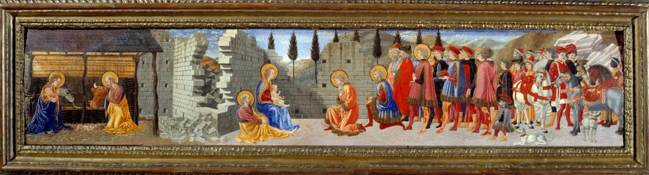 キリスト降誕とマギの崇拝。ジョヴァンニ・ディ・フランチェスコ（1412-1459）の絵画 Ec.イタル