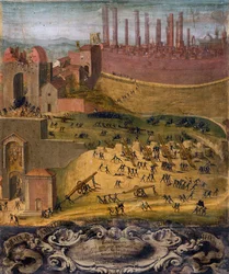 1526年、シエナのポルタ・カモッリアの勝利（テンペラ、パネル）