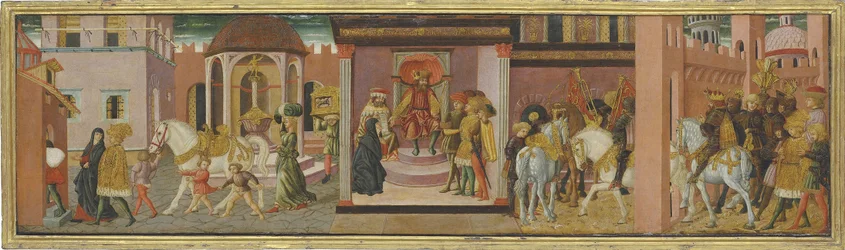 トラソンと未亡人の物語、カッソーネのパネル、c.1450