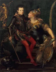 アレッサンドロファルネーゼを抱くパルマの寓話的な肖像画、1556