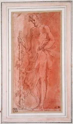 バッカス（ペン、茶インク、ウォッシュ、紙）