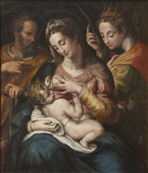 La Sainte Famille et Sainte Catherine - 聖家族と聖カタリナ」プロカッチーニ、ジュリオ・チェーザレ(1574-1625)作。キャンバスに油彩。サイズ：77x67 cm。ストックホルム国立博物館