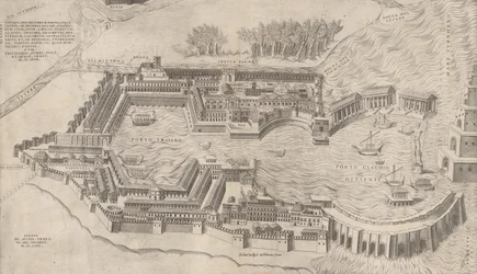 ローマの素晴らしさの鏡: ローマ港の鳥瞰図, 1554., 1554.