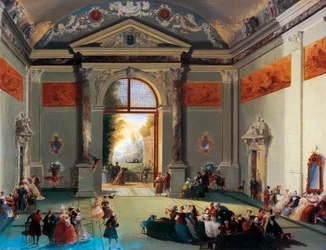 ヴェネツィアの会話」ジュゼッペ・ベルナルディーノ・ビソン（1762-1844）作、油彩・カンヴァス、イタリア