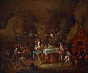 ジュゼッペ・ベルナルディーノ・ビソン（1762-1844）作、油彩・カンヴァス、イタリア「魔女たちの出会い