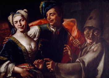 ナポリの仮面 ジュゼッペ・ボニート（1707-1789）作 油彩・キャンバス