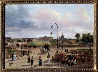 ルイ16世広場（現在のコンコルド広場）の眺め ジュゼッペ・カネラ（1788-1847）の絵 1829年 日0.29x0.4 m パリ、カルナヴァレ美術館