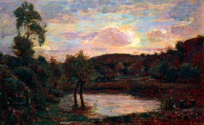 ジュゼッペ・カロッツィ（1864-1938）作『エンガディーナの夕日