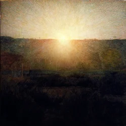 昇る太陽。ジュゼッペ・ペリッツァ・ダ・ヴォルペード（1868-1907）による絵画、1904年。寸法：155 x 155 cm。ローマ、ガレリア・ダルテ・モデルナ