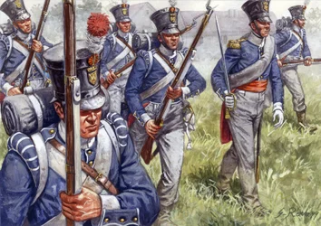 最初の帝国：1815年頃のベルギーまたはオランダの歩兵 - First empire: Belgian or dutch infantry - イラスト：Giuseppe Rava