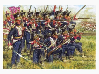 第一次帝国、ドイツのキャンペーン：1813年10月、ライプツィヒの戦いにおけるポーランドの列歩兵 - 第一帝国、ドイツのキャンペーン：1813年10月、ライプツィヒの戦い（諸国民の戦い）におけるポーランドの列歩兵 - イラスト：Giuseppe Rava