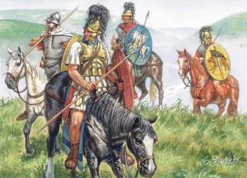 古代ローマ帝国（共和国）：ローマ騎馬軍団 - ローマ共和国：ローマ騎兵隊 - イラスト：Giuseppe Rava