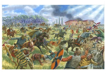 フランク軍と戦うローマ騎兵隊