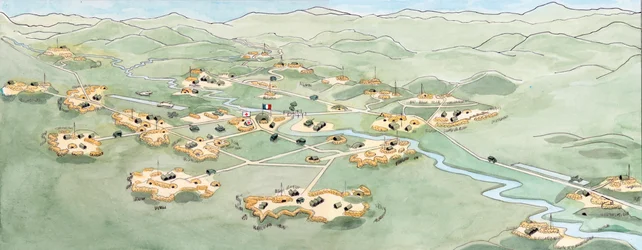 インドシナ戦争：1953年11月から1954年5月にかけてフランス軍とベトナム軍が対峙したディエンビエンフーの戦いの図 - 第一次インドシナ戦争：フランス極東遠征軍とフランス軍のディエンビエンフーの戦いの図