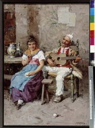 ジュゼッペ・サルトリ (1863-1922) による酒場の情景画 必須の記載: プロヴァンス、マルセイユのコレクション財団
