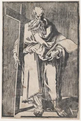 本と十字架を持って立っている聖フィリップ。 1590-1600。