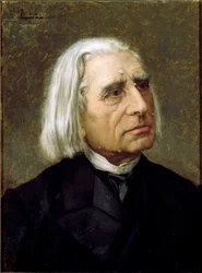 ハンガリーの作曲家、ピアニスト、フランツ・リスト（1811-1886）の肖像 ジュゼッペ・ティヴォリ（1854-1925）作 ボローニャ、音楽文献博物館