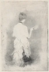 後ろから見たエレガントな若い女性