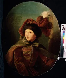「夫の制服を着たドワーフのビビの肖像」（ドワーフのビビの肖像）ヨゼフ・グラッシ（1757-1838）による絵画ミハイル・クロシツキー美術館、セヴァストポリ（セヴァストポリ）ウクライナ