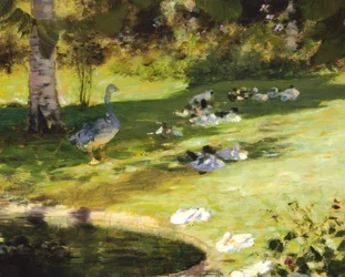 ジュゼッペ・デ・ニッティス作「庭での朝食」（詳細