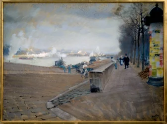 パリのラ・セーヌ川。ジュゼッペ・ニッティス（1846-1884）の絵画