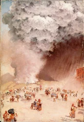 灰の雨または「ベスビオ火山の噴火」ジュゼッペデニッティスの絵画
