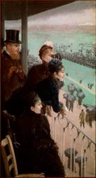 ブローニュの森の競馬。競馬を観戦する観客たち。ジュゼッペ・デ・ニッティス（1846-1884）、1881、ローマ、国立近代美術館
