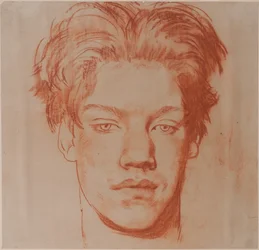 若い男の頭 (赤チョーク)