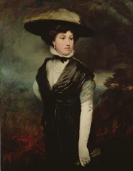 女優、エイミーバードの肖像画。4分の3の長さで、黒で、1909年頃の向こうの風景です。