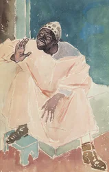 座っているモロッコ、1936（紙にペン、インク、トイレ）