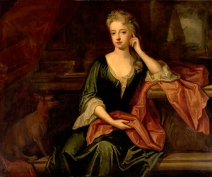 犬とオウムの女性、17世紀