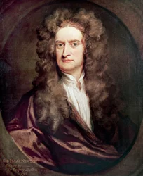 アイザック・ニュートン（1642-1727）の肖像、イギリスの数学者、物理学者、天文学者、ゴッドフリー・ネラー（1646-1723）による絵画