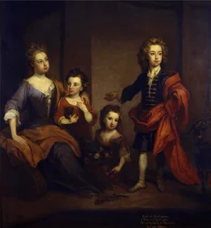 バーリントン伯爵3世リチャード・ボイルと3人の妹エリザベス、ジュリアナ、ジェーン・ボイルの肖像 1700年頃（油彩・キャンバス