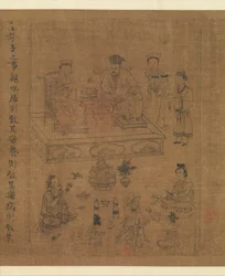 孝経の古典、c.1085（絹のインクと色）