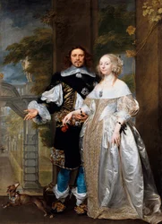 「公園の夫婦の肖像」。ゴンサレス・コケス（コッケス、コクス）（1614/18-1684）の絵画、1662年、寸法239 x 174 cm、国立美術館群、ベルリン