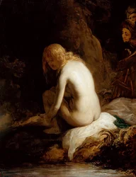 "Suzanne et les vieillards" （スザンナと長老たち） Peinture de Govaert (Govert) Flinck (1615-1660) 木に油彩 Dim 49,6x37,8 cm Staatliche Museen, Berlin