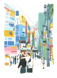 2015年秋葉原（紙に油彩）