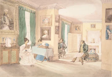 1820-30年、ウォリックシャー州ハットンのインテリア。