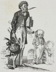 ジャン＝ジャック・グランドヴィル（1803-1847）の風刺画、ガエターノ・リッチョのリトグラフ（『Piorama Pittoresco』n 38, 4月30日より）。
