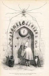 本の最後にある、読者へのお別れの言葉。JJ Granvilleによるイラスト入りのヴィネット。Scenes de la vie privee et publique des animaux "にPJ Stahlが書いたBreviere "Au lecteur "のサイン入りエングレーヴィング。パリ、J. Hetzel et Paulin