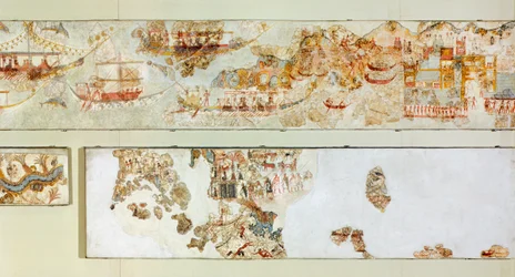 海軍遠征、アクロティリのフレスコ画、テラ (現在のサントリーニ島)、ギリシャ、ミノア文明