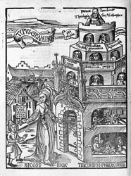 Liberal Arts: Grammar - グレゴール・ライシュ（1467-1525）の「Margarita Philosophica」にて。ベール