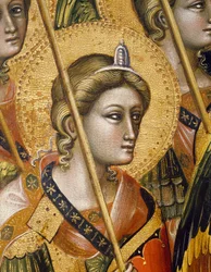 天使の階層」グァリエント・ディ・アルポ（1338年活動、1367年または1370年没）作、パネルにテンペラ。詳細はこちらをご覧ください。