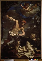 「聖ペテロの殉教」 (聖ペテロの殉教) Il Guercino (The Guerchin) (1591-1666) として知られる Giovanni Francesco Barbieri の絵画 (1591-1666) 1625-1630 プーシキン美術館、モスクワ