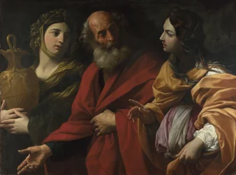 ロトと彼の娘たちがソドムを去るc。 1615