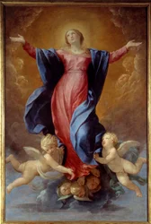 聖母被昇天図 ガイドと呼ばれるグイド・レーニ（1575-1642）による絵画 1637年 日2,42x1,6 m リヨン、ボザール美術館（Musee des Beaux Arts