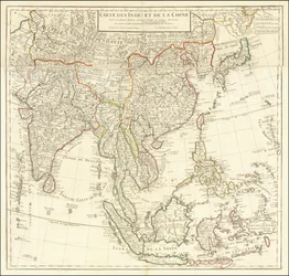 1705年の地図 - インドと中国の地図