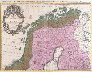 北欧諸国、デンマーク、スウェーデン、ノルウェー王国の地図
