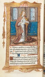印刷時祷書（ローマ使用）：98v巻 聖ヨハネ福音書記者